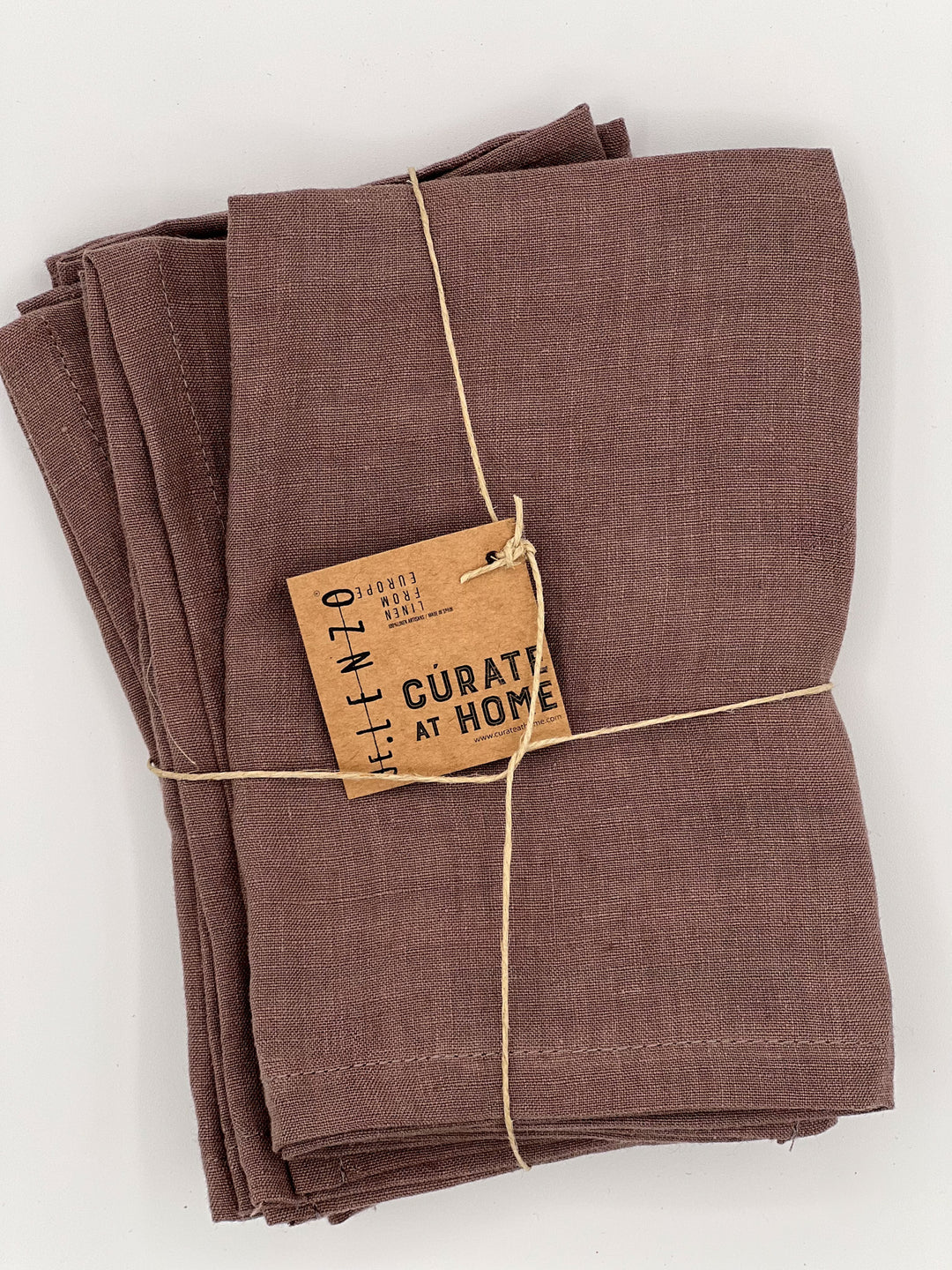 100% Washed Linen Cocktail Napkins - Eggplant With Classic Hemstitch (Set of 4)