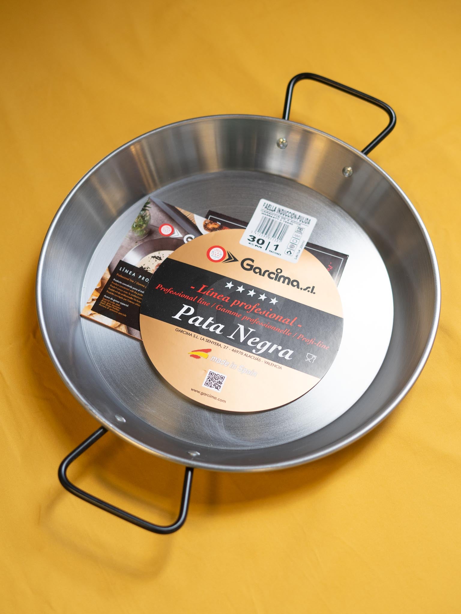 La Ideal 85130 Polished Steel Paella Pan, 30 cm, Brushed, Silver