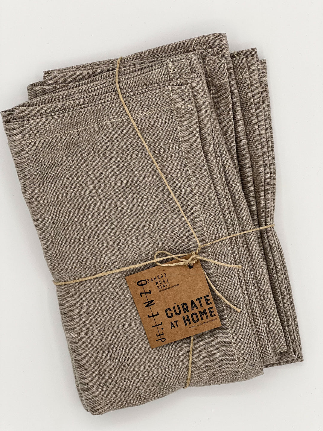100% Washed Linen Cocktail Napkins - Natural with Classic Hemstitch (Set of 4)