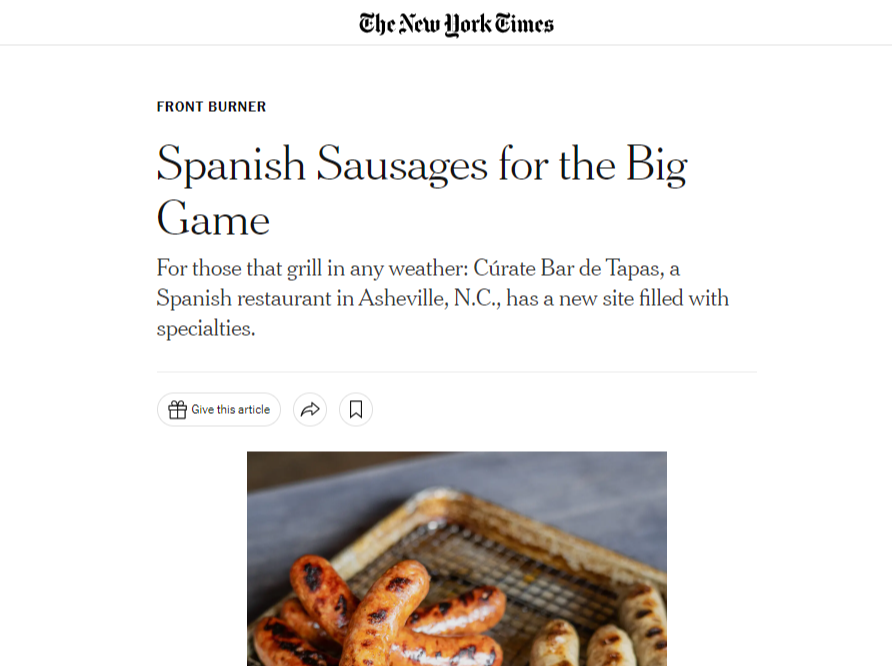 screenshot of new york times curate sausages feature