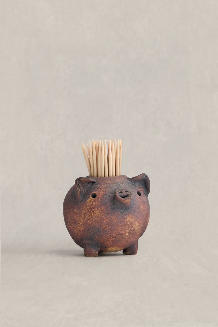 Handmade Cúrate Three-Legged Pig Toothpick Holder