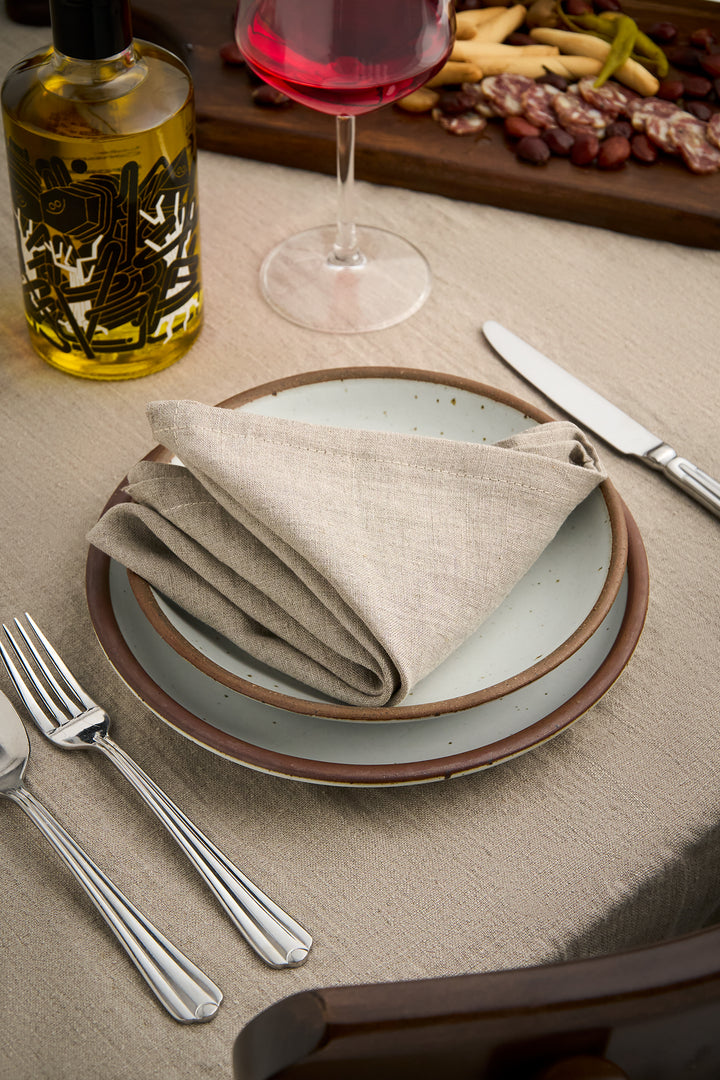 100% Washed Linen Cocktail Napkins - Natural with Classic Hemstitch (Set of 4)