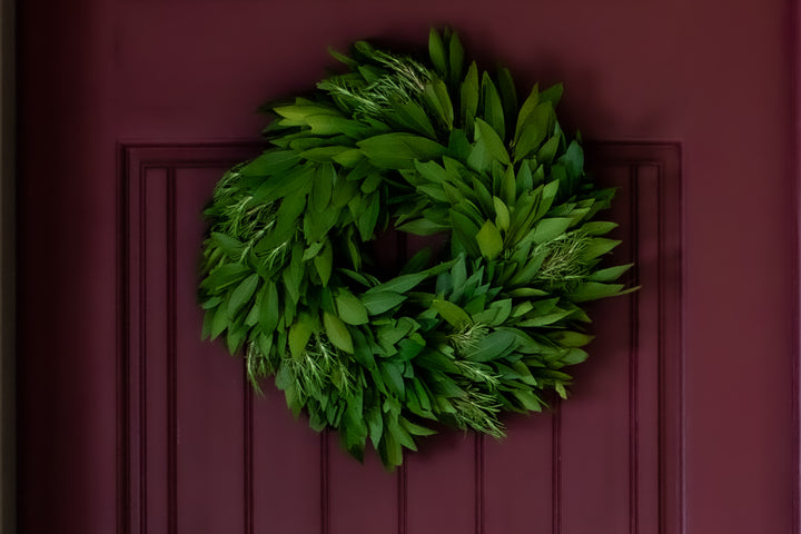 16" Edible Organic Bay Leaf and Rosemary Wreath (Free Shipping!)