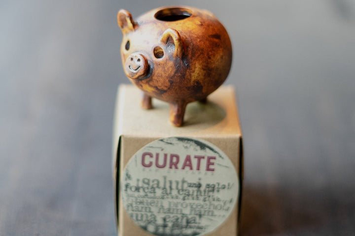 Handmade Cúrate Three-Legged Pig Toothpick Holder