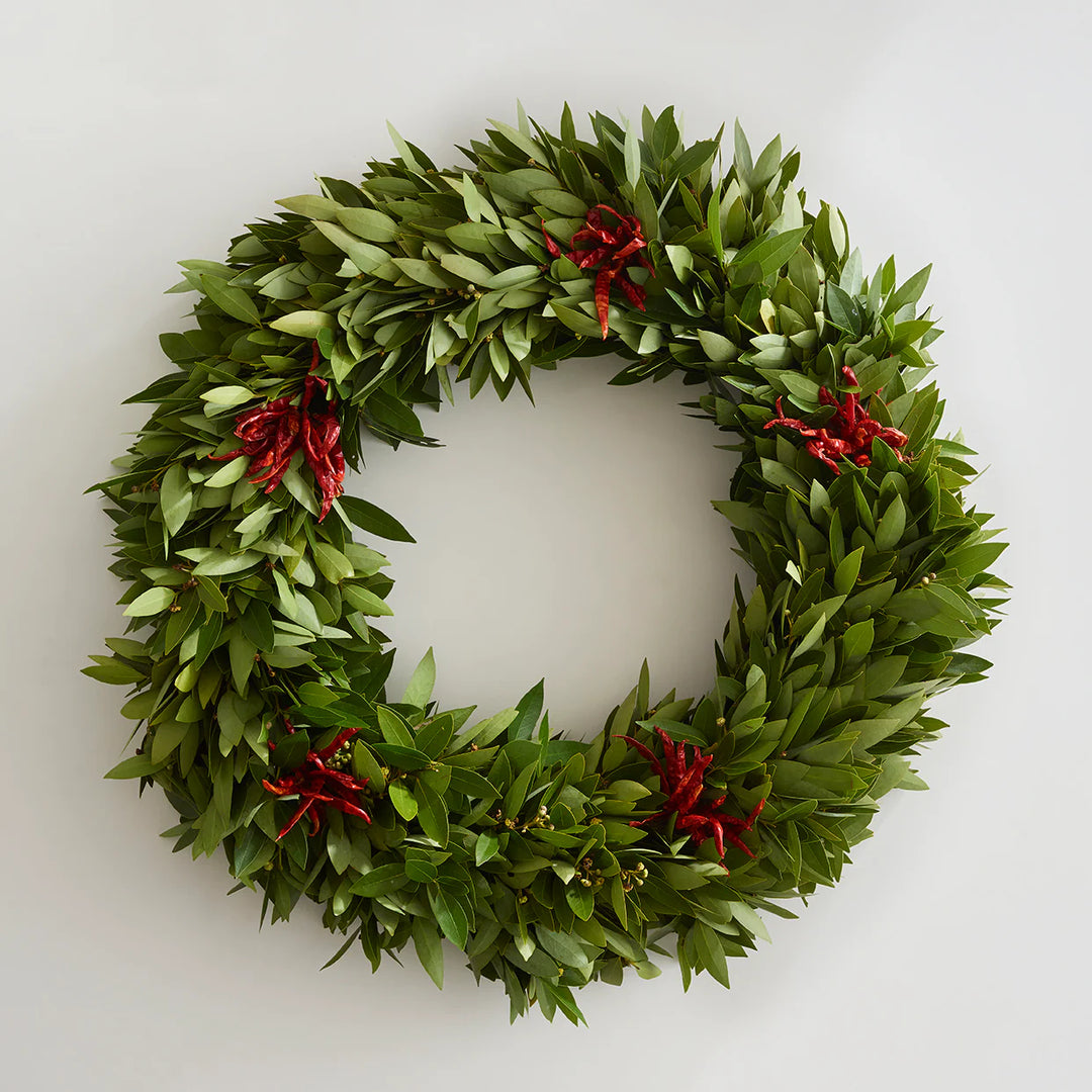 24" Edible Organic Bay Leaf and Red Chili Wreath (Free Shipping!)