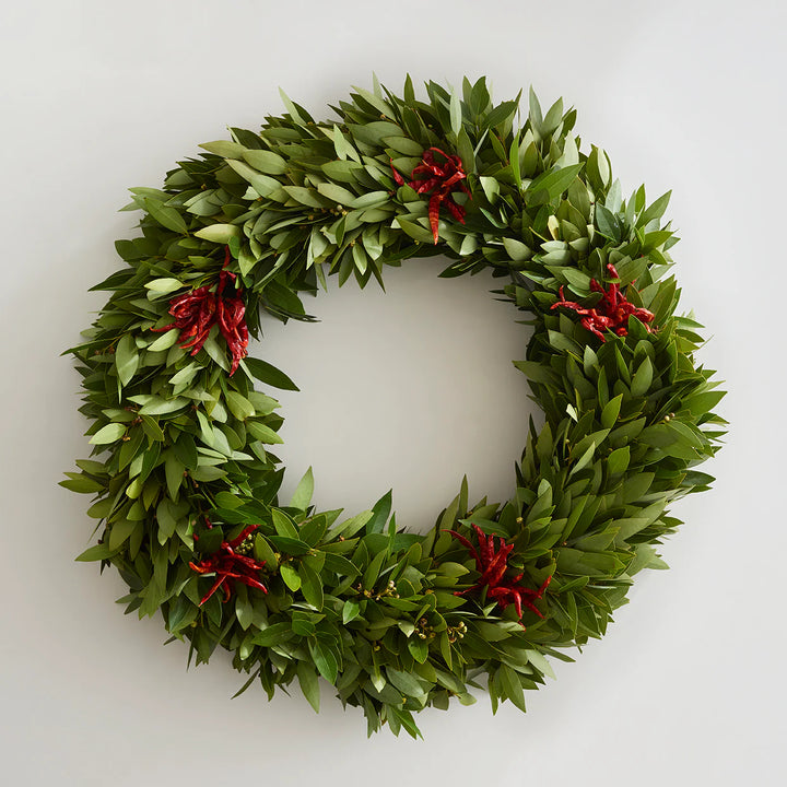 24" Edible Organic Bay Leaf and Red Chili Wreath (Free Shipping!)