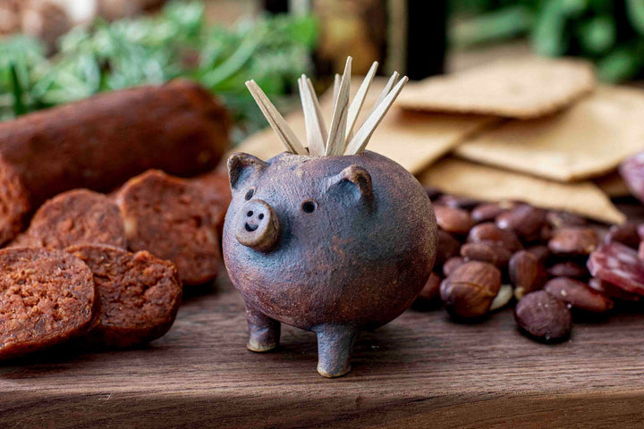 Handmade Cúrate Three-Legged Pig Toothpick Holder