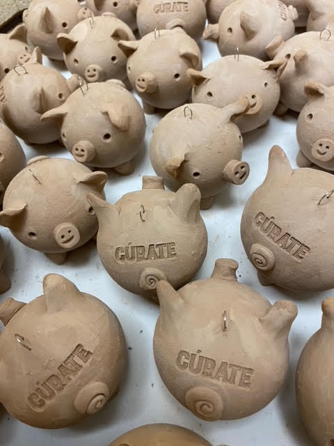 Handmade Cúrate Pig Ornament