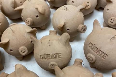 Handmade Cúrate Pig Ornament